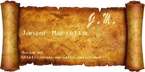 Janzer Marietta névjegykártya